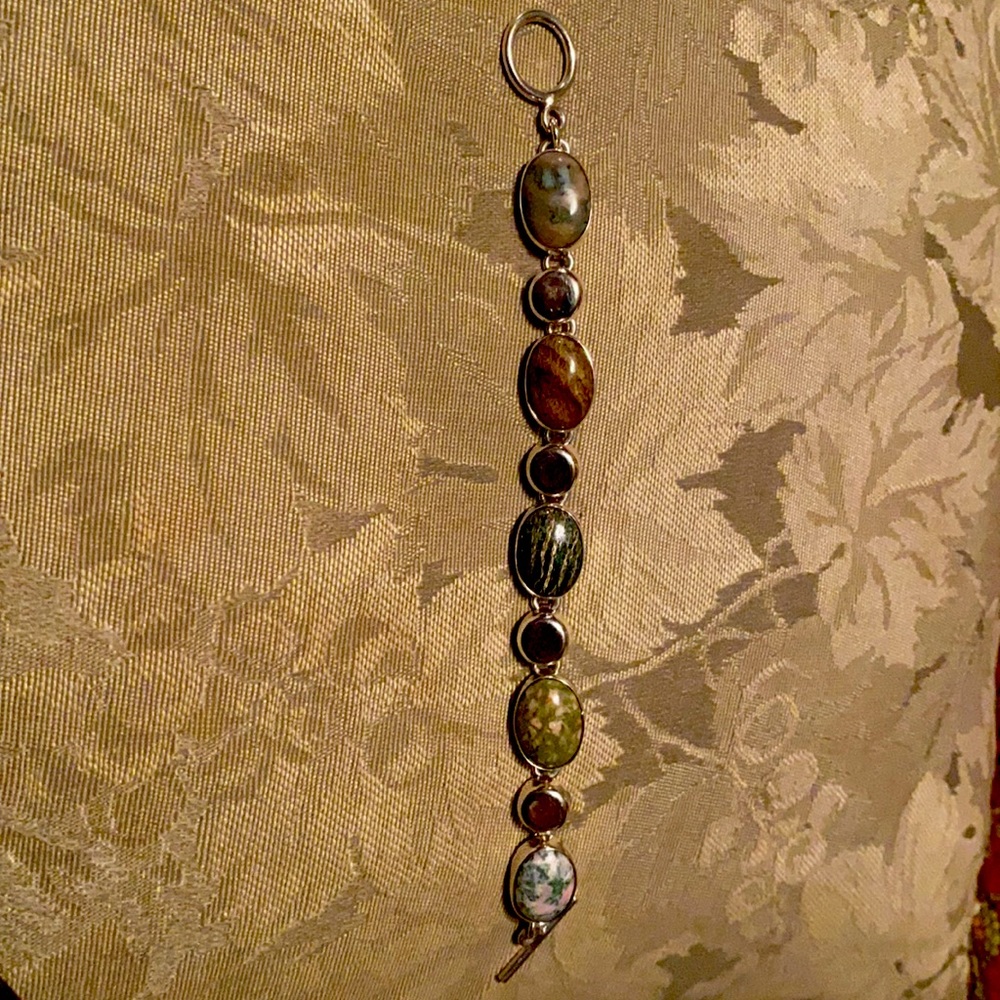 Multi Stone Sterling Silver Toggle Bracelet - image 7